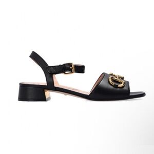 Gucci Black Sandals with Gold Accent